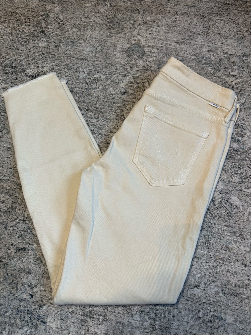MOTHER Cream Skinny Jeans